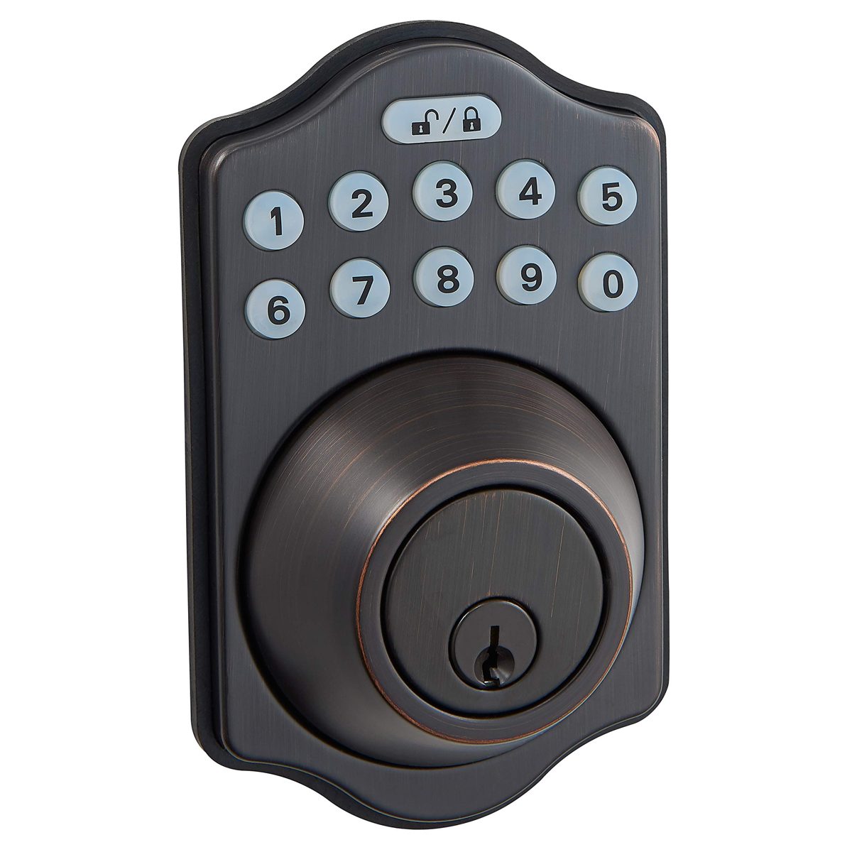 AmazonBasics Traditional Electronic Keypad Deadbolt - Keyed Entry - Oil Rubbed Bronze
