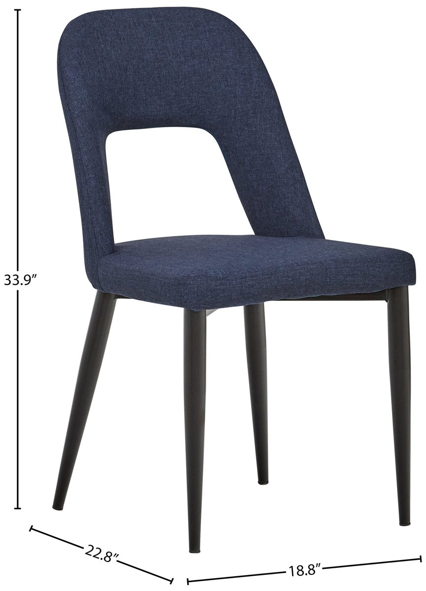 Amazon Brand – Rivet Florence Mid-Century Modern Set of 2 Wide Open-Back Accent Kitchen Dining Room Chairs, 18.8"W, Navy Blue