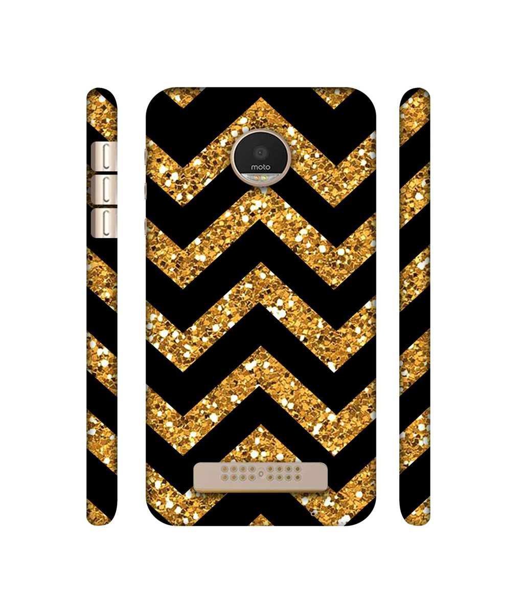 Amazon Brand - Solimo Designer Golden Zik Zak Pattern 3D Printed Hard Back Case Mobile Cover for Motorola Moto Z Play