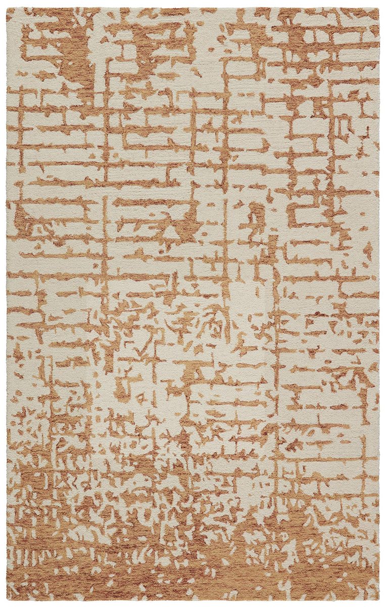 Amazon Brand – Stone & Beam Distressed Handtufted Cotton and Wool Area Rug 5' x 8', Gold and Cream