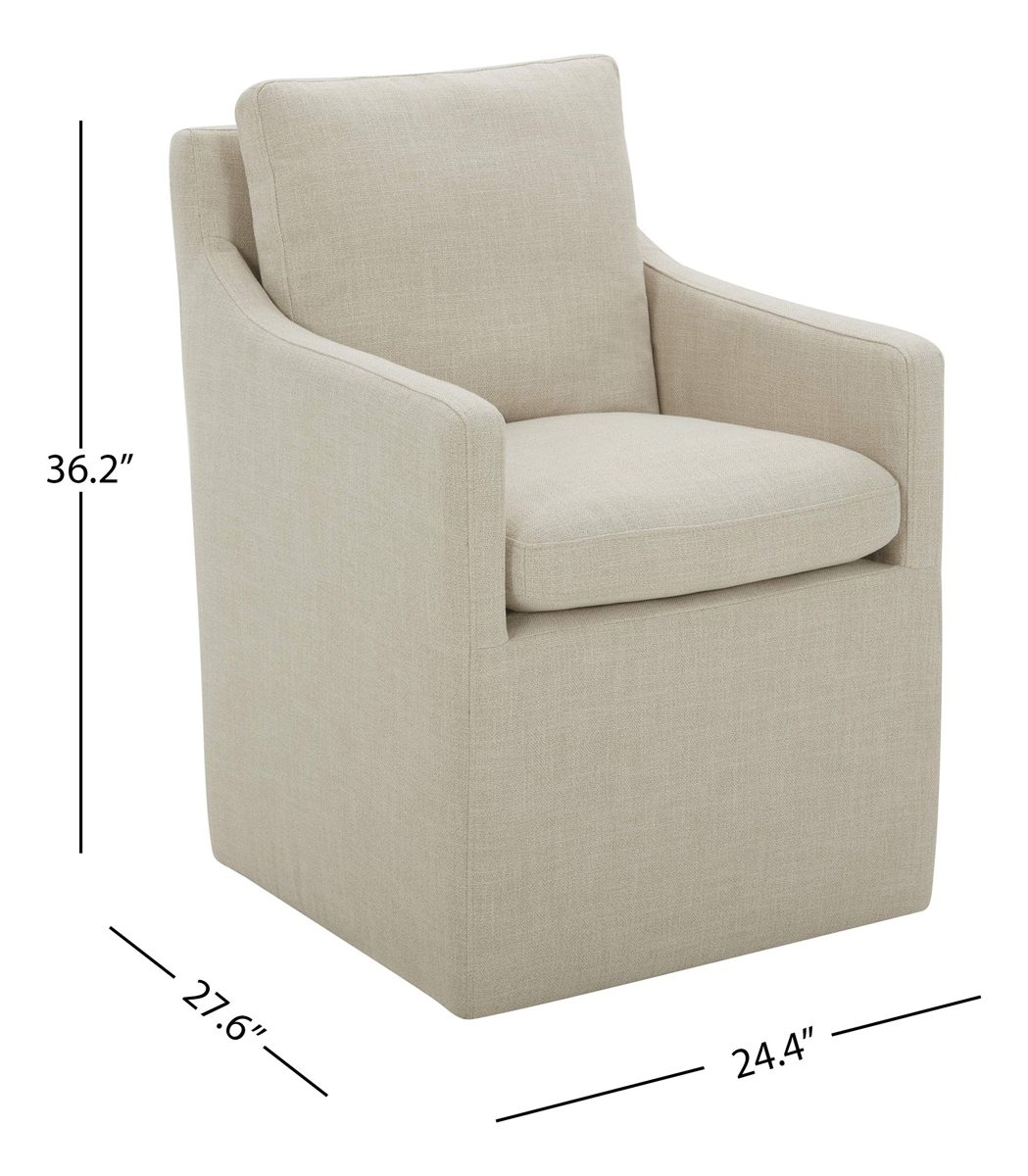 Amazon Brand – Stone & Beam Vivianne Modern Upholstered Dining Chair with Casters, 24.4"W, Linen