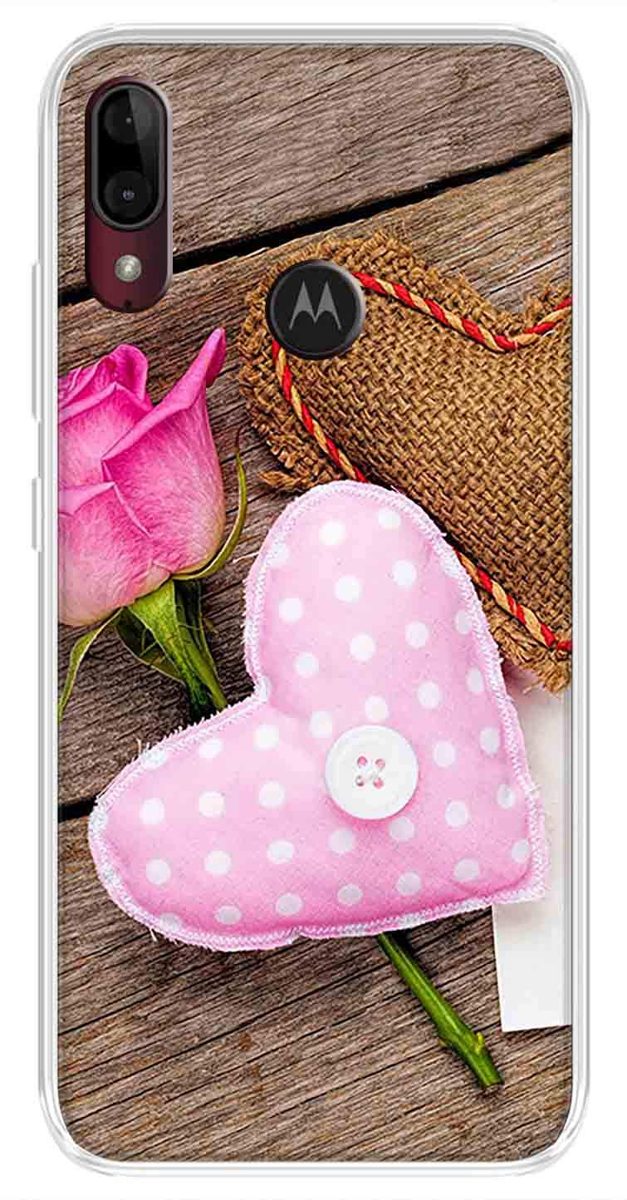 Amazon Brand - Solimo Designer Multicolor Pink Flower Heart Design Printed Soft Back Case Mobile Cover for Motorola Moto E6s / Motorola Moto E6 Plus