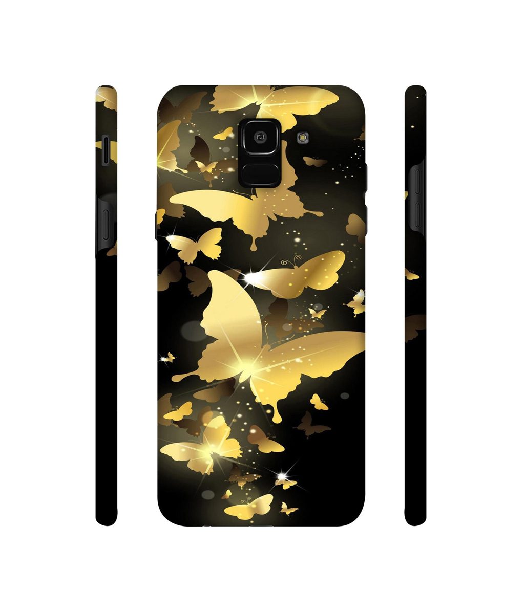 Amazon Brand - Solimo Designer Golden Butterfly Pattern 3D Printed Hard Back Case Mobile Cover for Samsung Galaxy J6
