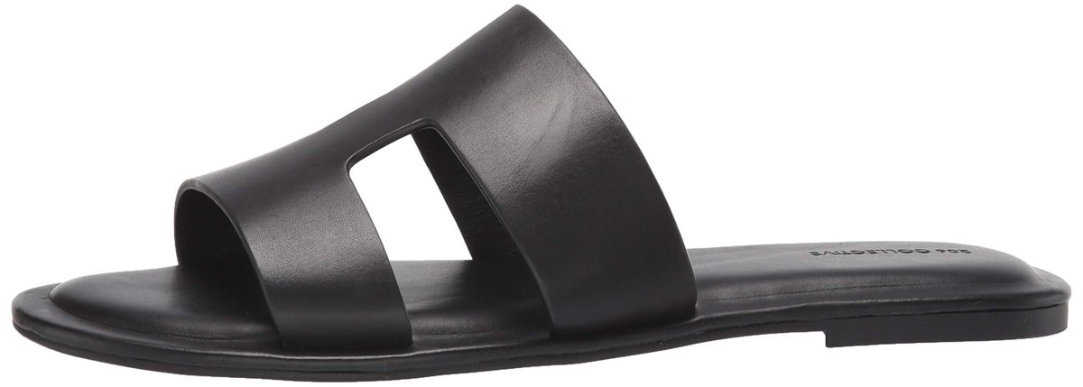 206 Collective Amazon Brand Women's Sabor Flat Sandal, Black, 5.5 B US