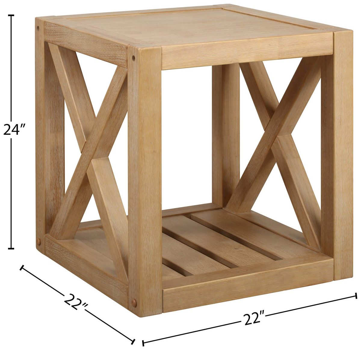 Amazon Brand – Stone & Beam Solid Pine Rustic Farmhouse End Table, 22"W, Rustic Oak