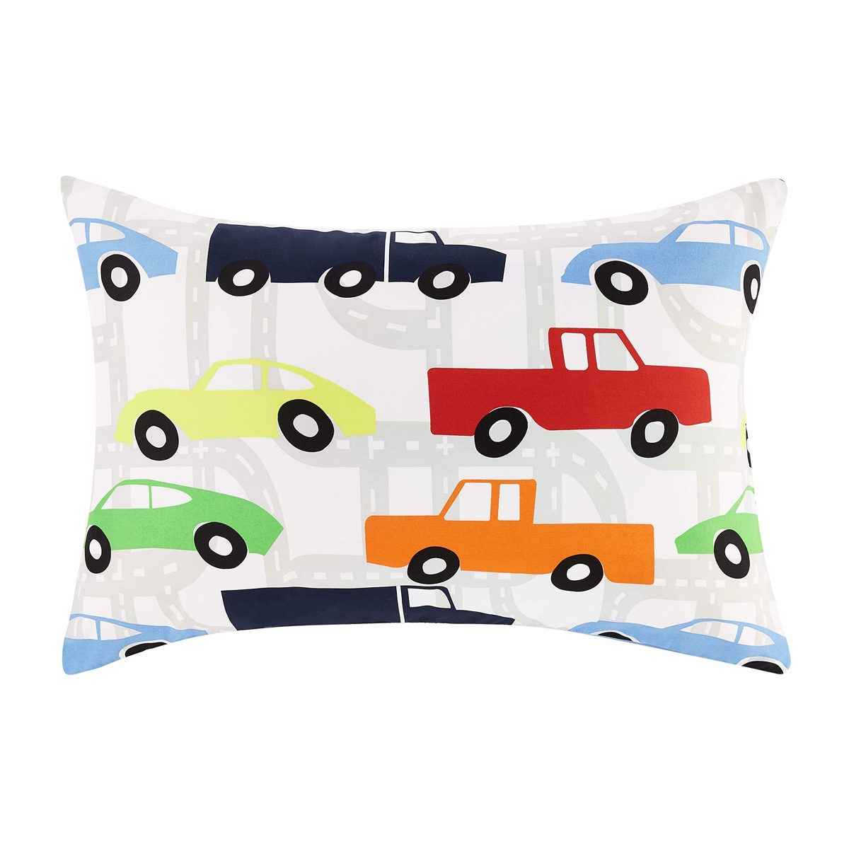 AmazonBasics Kids Duvet Cover Set, Microfiber, Cars - 135 x 200 cm + 50 x 75 cm