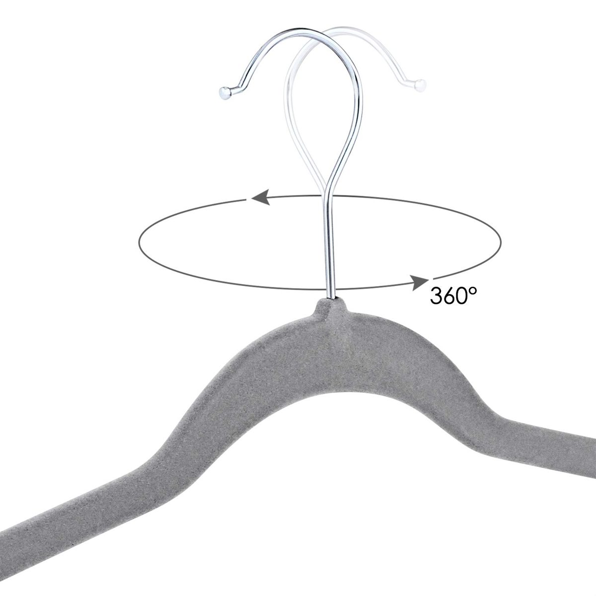 UMI. Essentials Velvet Non-Slip Swivelling Pant Hangers (Grey, Pack of 20)