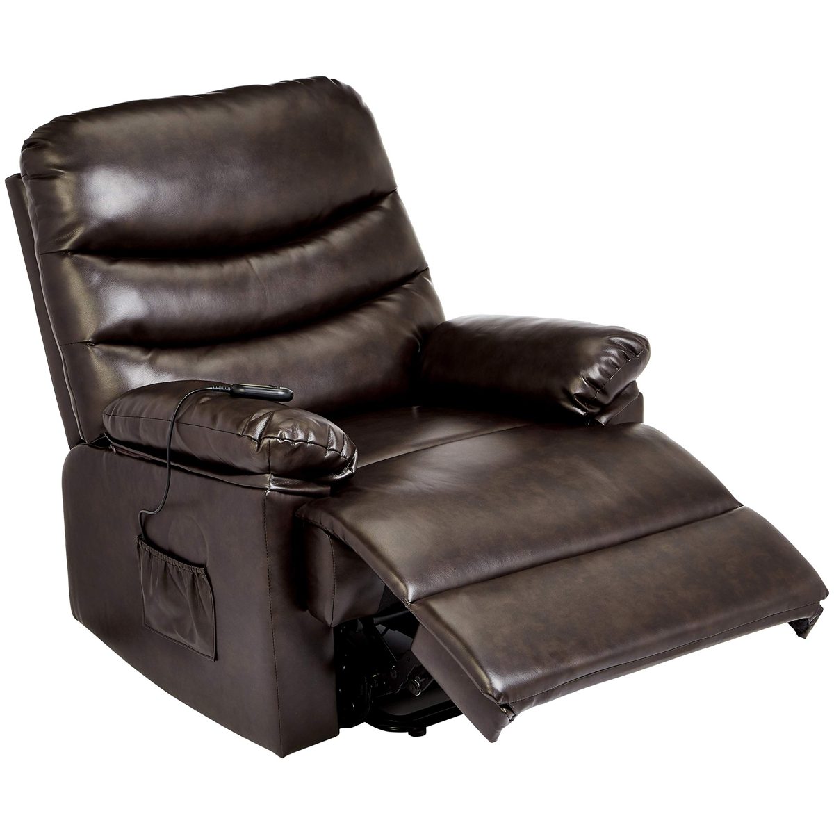 JC Home Sabadell Wall-Hugger Power-Lift Recliner with Faux-Leather Upholstery, Burnt Brûlée