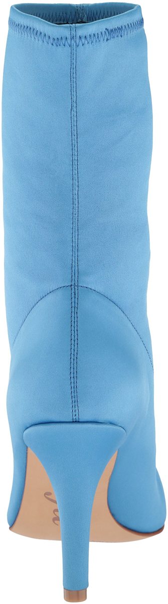 Amazon Brand - The Fix Women's Becca Pointed Toe Sock Boot, Cielo Blue Stretch Satin, 8 B US