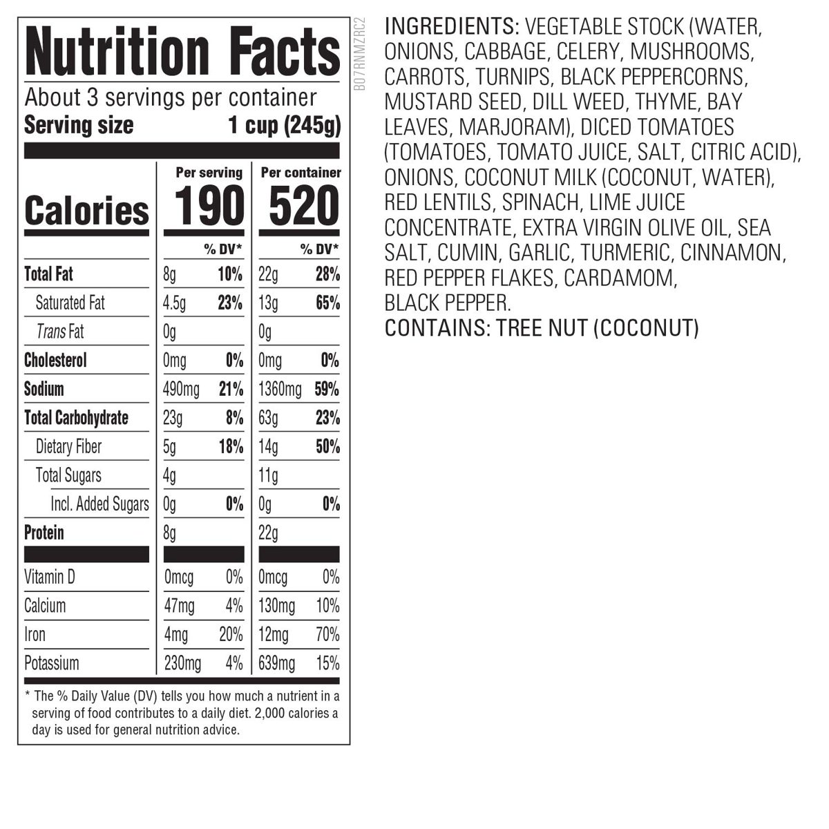 Amazon Kitchen, Red Lentil Soup with Indian-Style Spices, 24oz