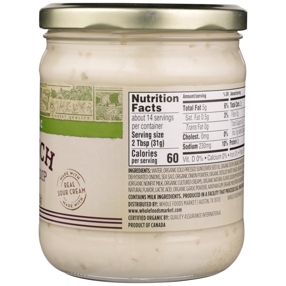 365 Everyday Value, Organic French Onion Dip, 15 Oz