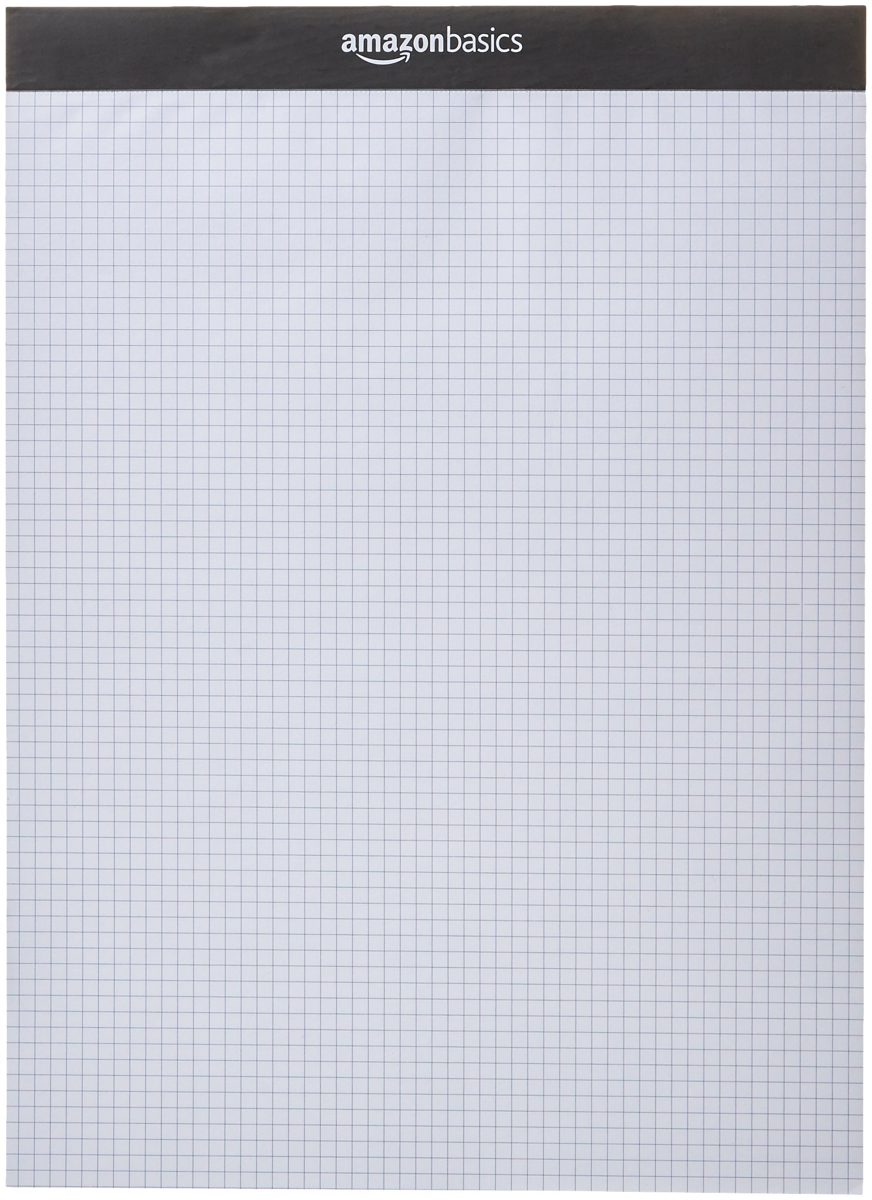 AmazonBasics Paper Pad - Quad-Ruled, 8.5 Inch x 11.75 Inch, 2-Pack