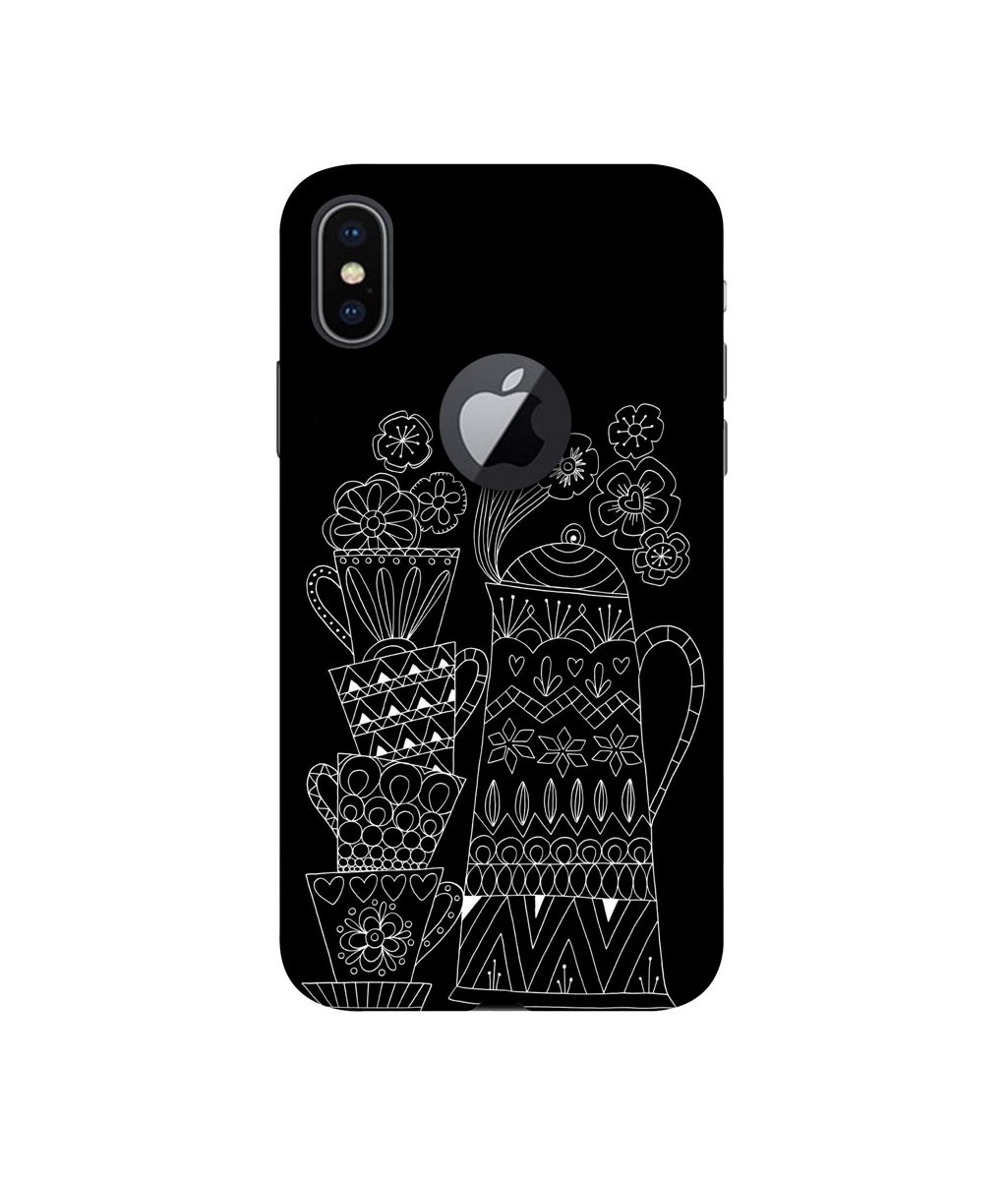 Amazon Brand - Solimo Designer Cups and Tea Pot 3D Printed Hard Back Case Mobile Cover for Apple iPhone X (Logo Cut)