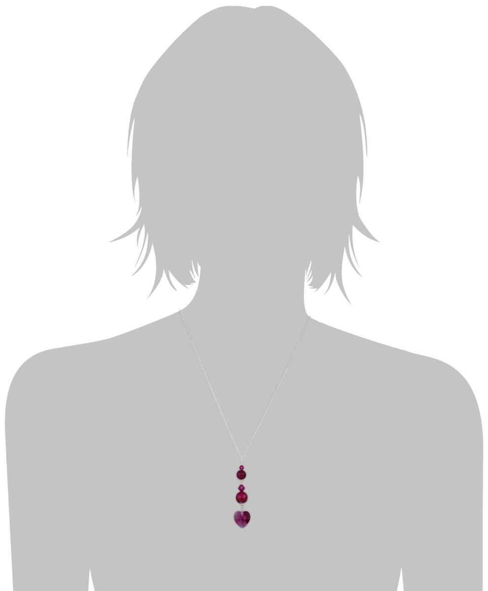 Faceted Fuchsia Agate Bead and Swarovski Elements Crystal Heart and Bicone"Y" Necklace, 18"