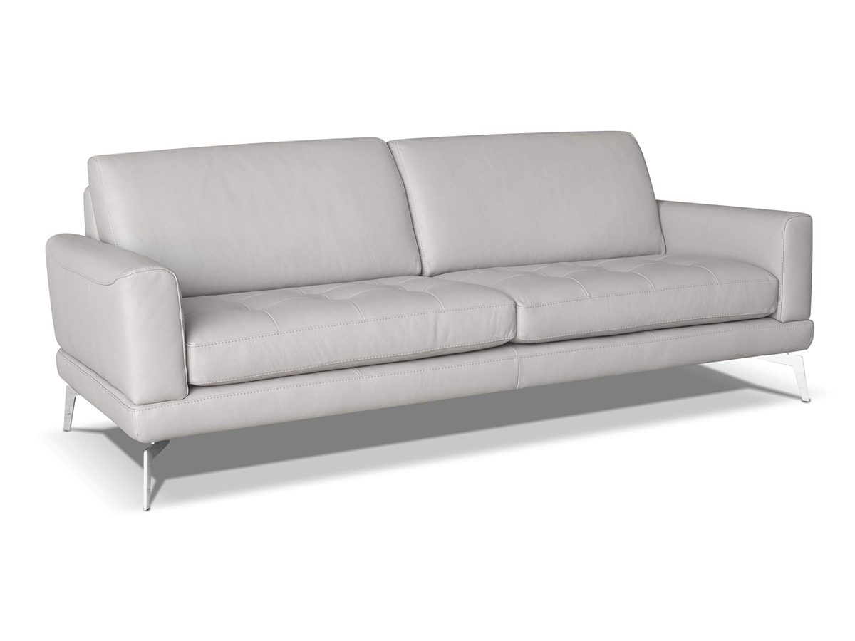 Amazon Brand - Alkove Modena Hand-Crafted Leather Sofa, 3 Seater Plus, 100 x 217 x 82cm, Mineral
