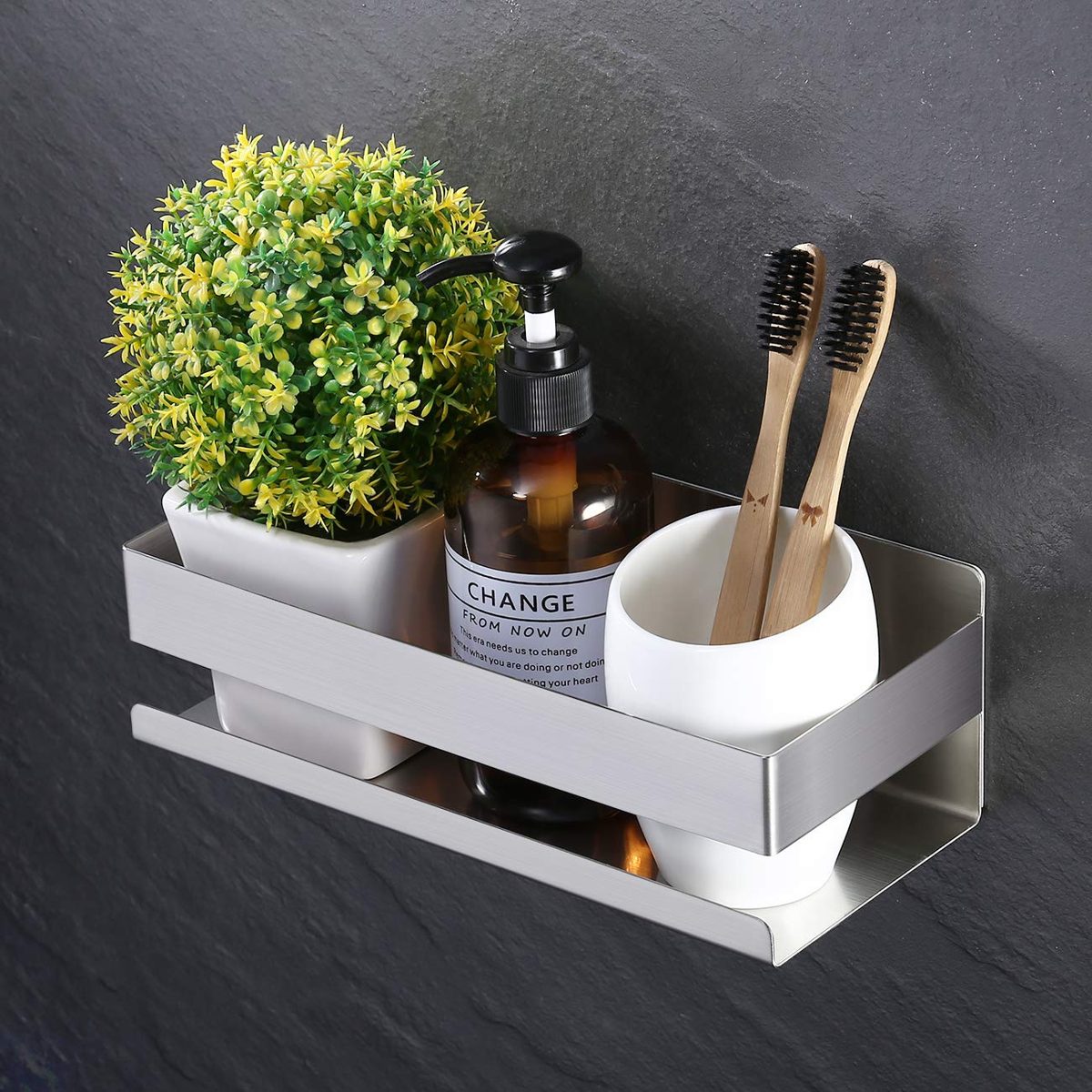 Umi by Amazon Bathroom Shelf Self Adhesive Shower Caddy Shower Shelves NO Drill Storage Organiser Stainless Steel Brushed, BSC205S23B-2