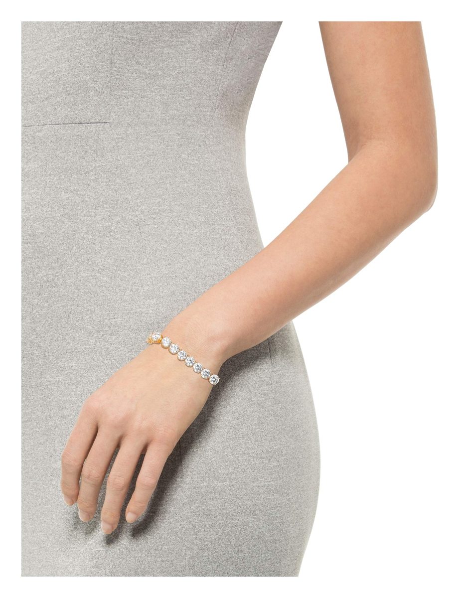 Amazon Essentials Yellow Gold Plated Sterling Silver Round Cut Cubic Zirconia Tennis Bracelet (6mm), 7.5"