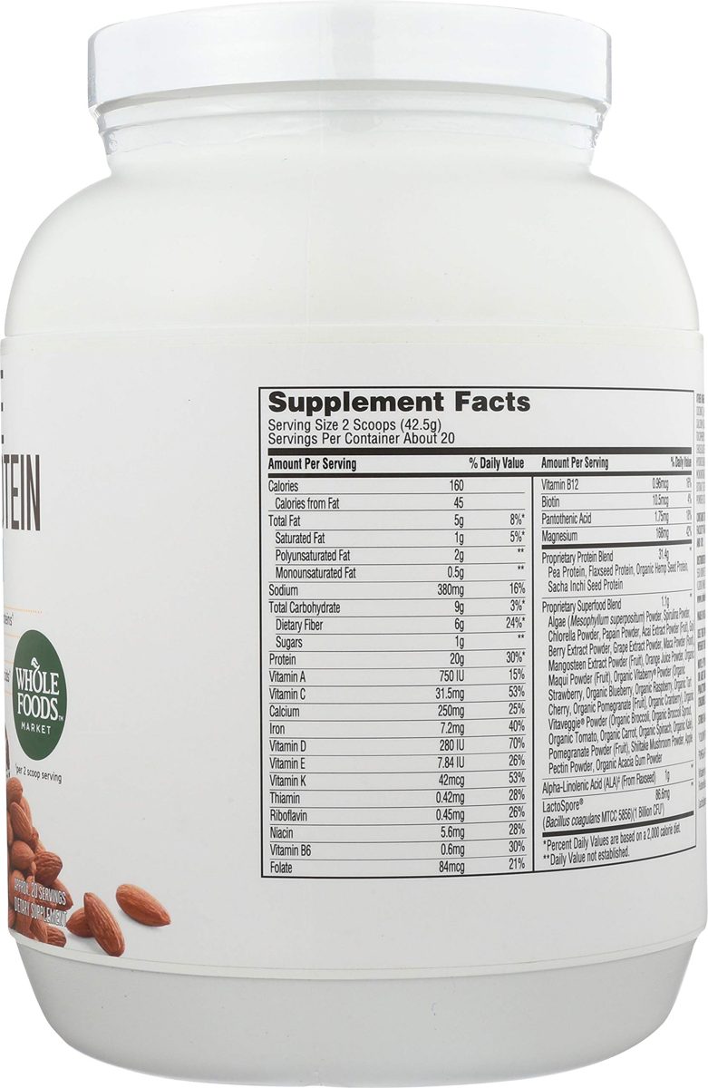 Whole Foods Market, All-In-One Plant Protein, Coconut Almond, 30 oz