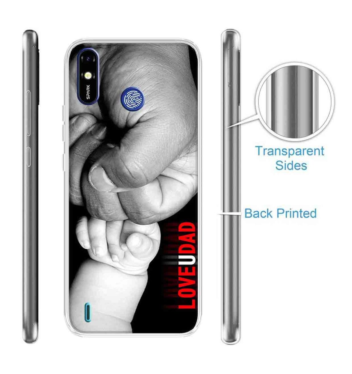 Amazon Brand - Solimo Designer Multicolor Love U Dad Printed Soft Back Case Mobile Cover for Tecno Spark Go Plus