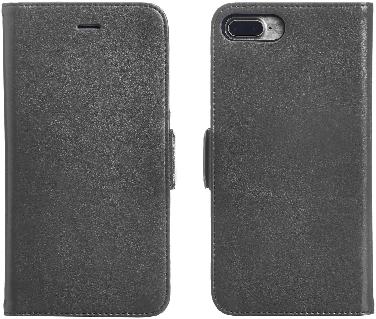 AmazonBasics 2-in-1 Faux Leather Case with Detachable Case for iPhone 7 Plus & 8 Plus, dark grey
