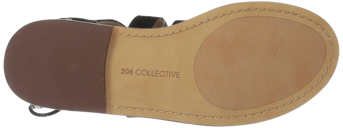 Amazon Brand - 206 Collective Women's Myrtle Gladiator Fashion Sandal Flat, black suede, 8.5 B US