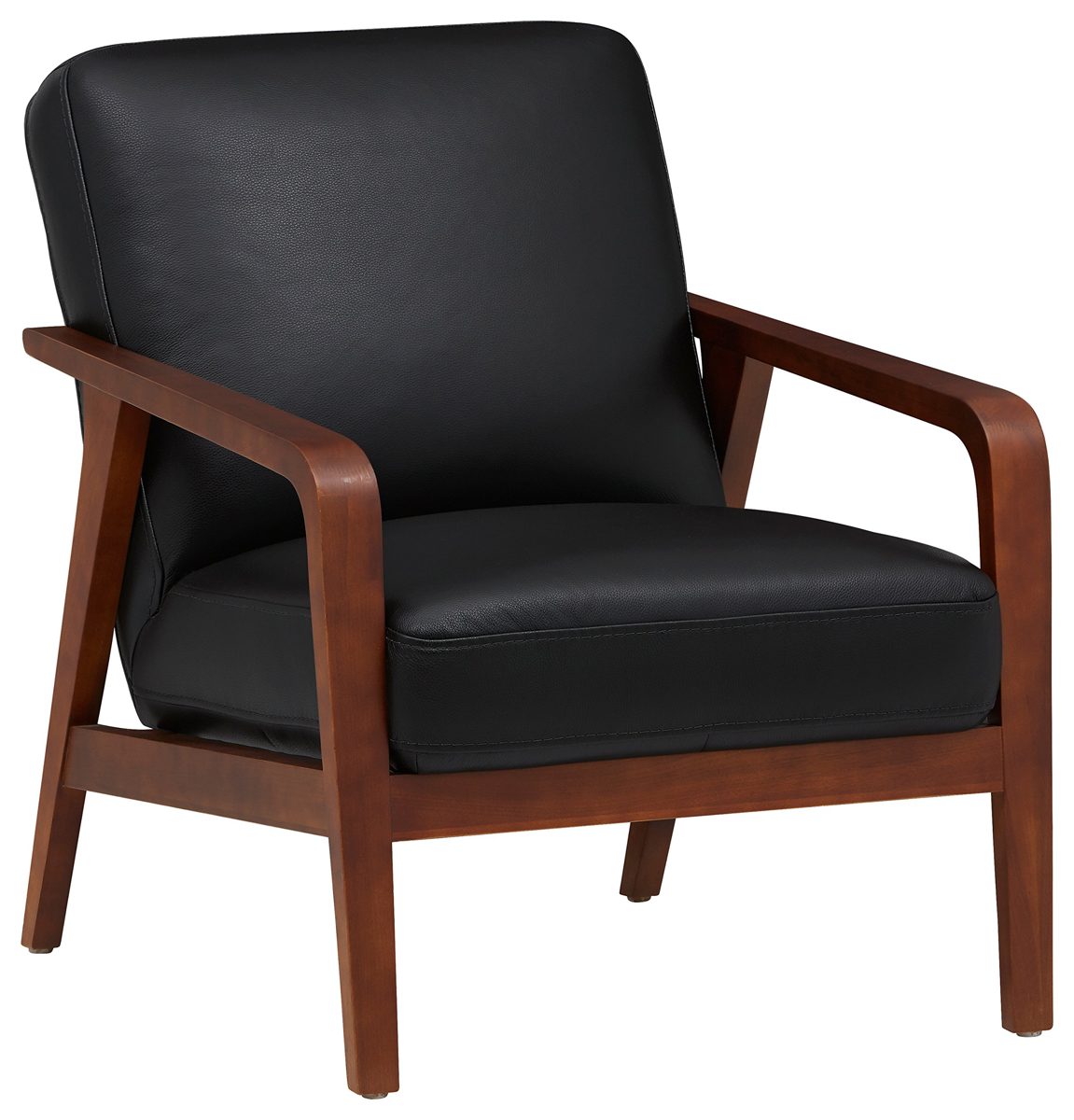Amazon Brand – Rivet Huxley Leather Mid-Century Accent Chair, Black Leather