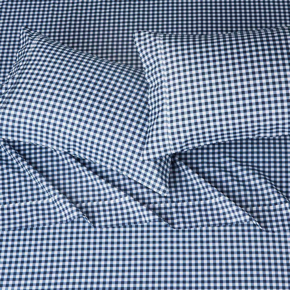 AmazonBasics Lightweight Super Soft Easy Care Microfiber Sheet Set with 16" Deep Pockets - Queen, Gingham Plaid