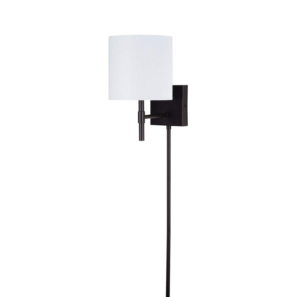 Amazon Brand – Ravenna Home Traditional Plug-In Wall Sconce with Linen Shade, LED Bulb Included, 11.75"H, Dark Bronze