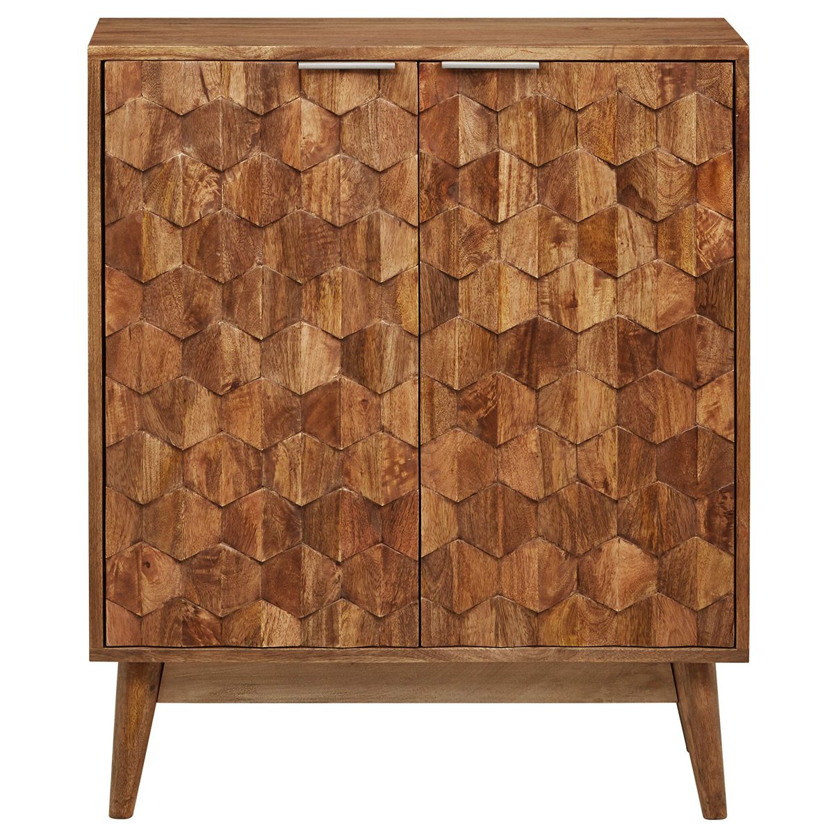Amazon Brand – Rivet Industrial Wood Bar Cabinet, 18"W, Mango, French Honey Gray