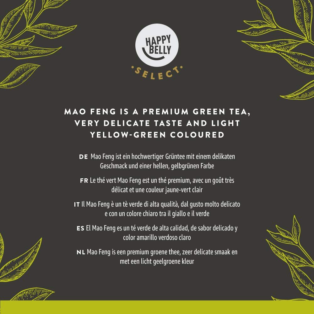 Amazon Brand - Happy Belly Select Green Tea Leaves Mao Feng 2x150 gr - Tea Leaves/Loose