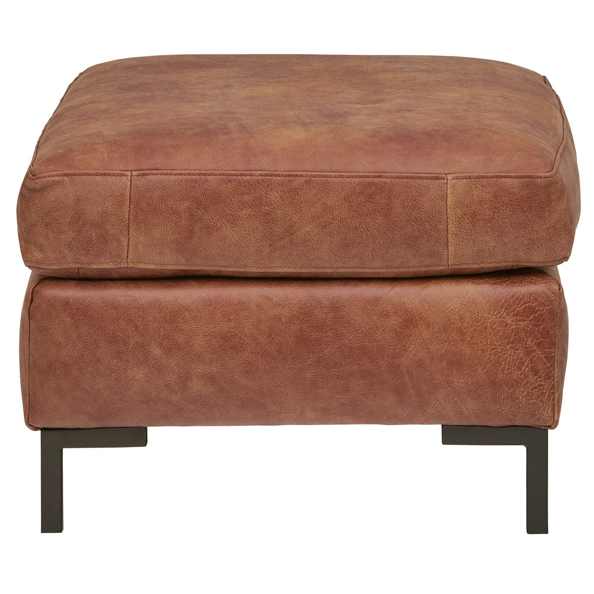 Amazon Brand – Rivet Edgewest Modern Ottoman, Leather, 32"W, Saddle