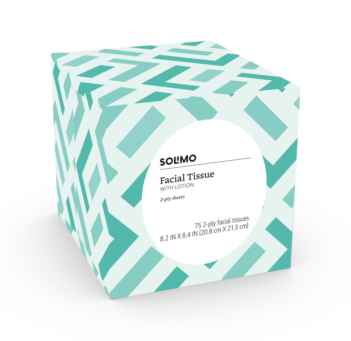 Amazon Brand - Solimo Facial Tissues with Lotion (4 Cube Boxes), 75 Tissues per Box (300 Tissues Total)