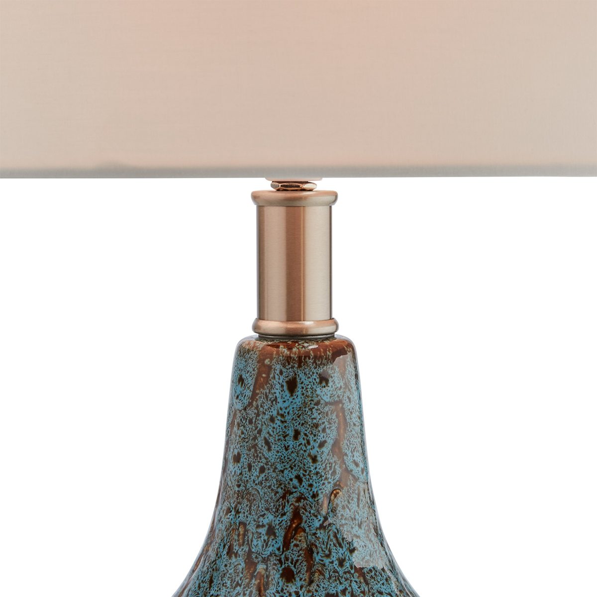 Rivet Mid Century Modern Textured Metal Table Desk Lamp With Light Bulb - 22 Inches, Blue And Copper