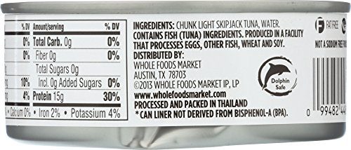 365 Everyday Value, Chunk Light Tuna in Water No Salt Added, 5 Ounce