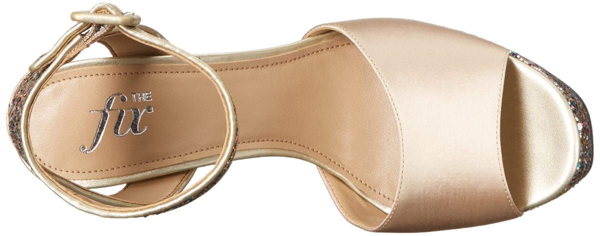 Amazon Brand - The Fix Women's Gia Colorblock Platform Sandal with Ankle Strap, Prosecco/Gold Multi, 8 B US