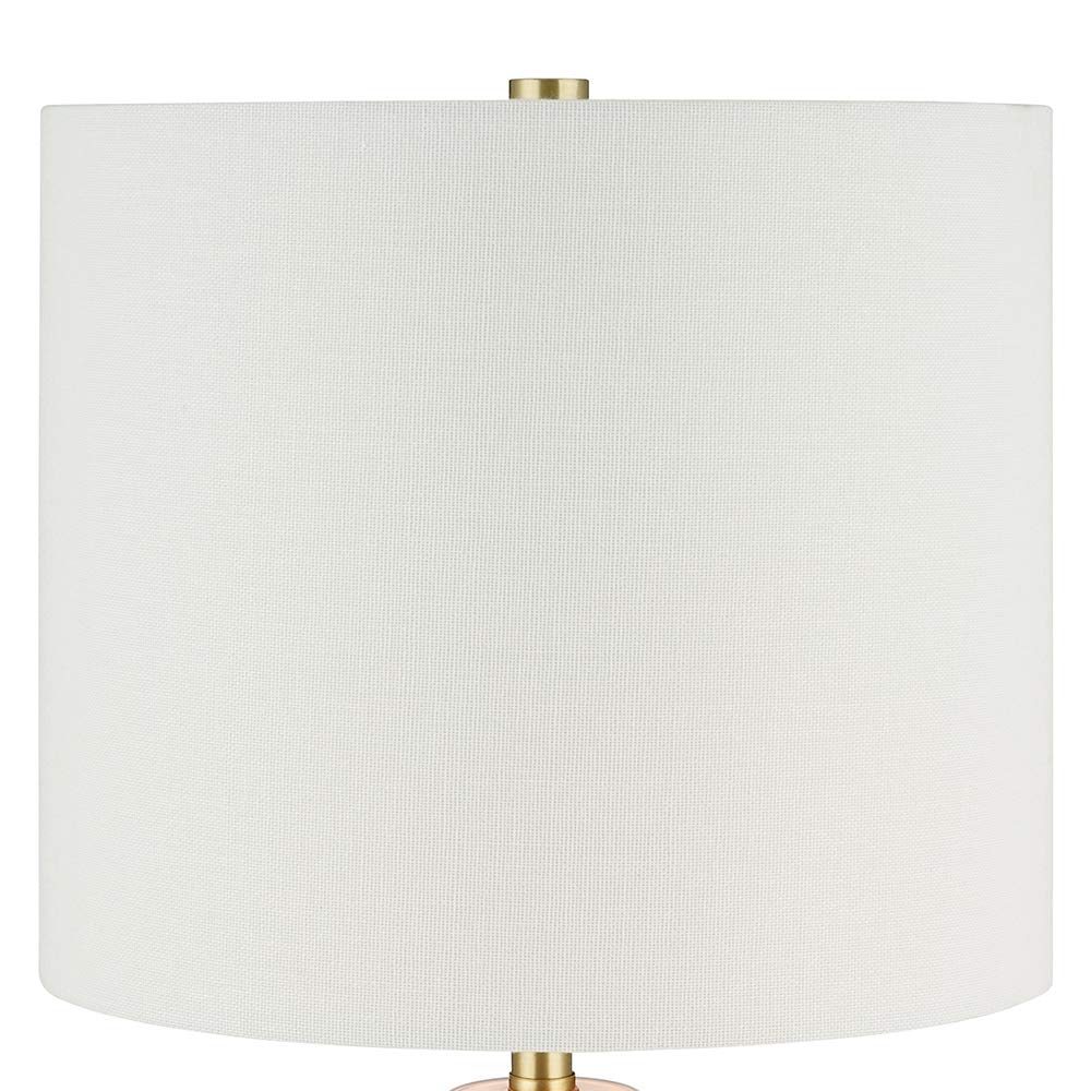 Amazon Brand – Rivet Smokey Glass and Brass Table Lamp, Modern, with Bulb, 16.63"H, Pink