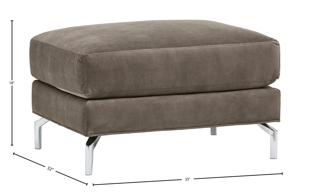 Amazon Brand – Rivet Emerly Modern Ottoman, 33"W, Pewter