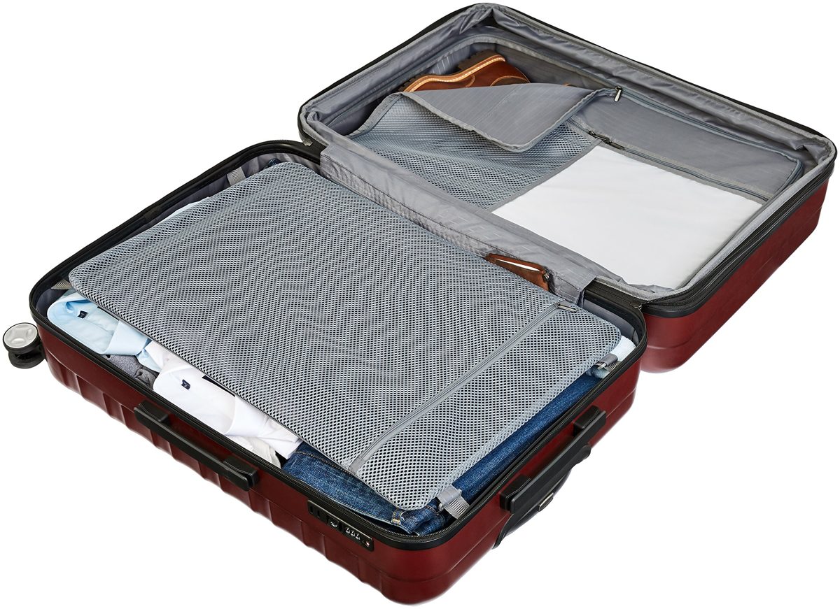AmazonBasics - High Quality Hard Case Trolley with Swivel Castors and Built in TSA Lock, red