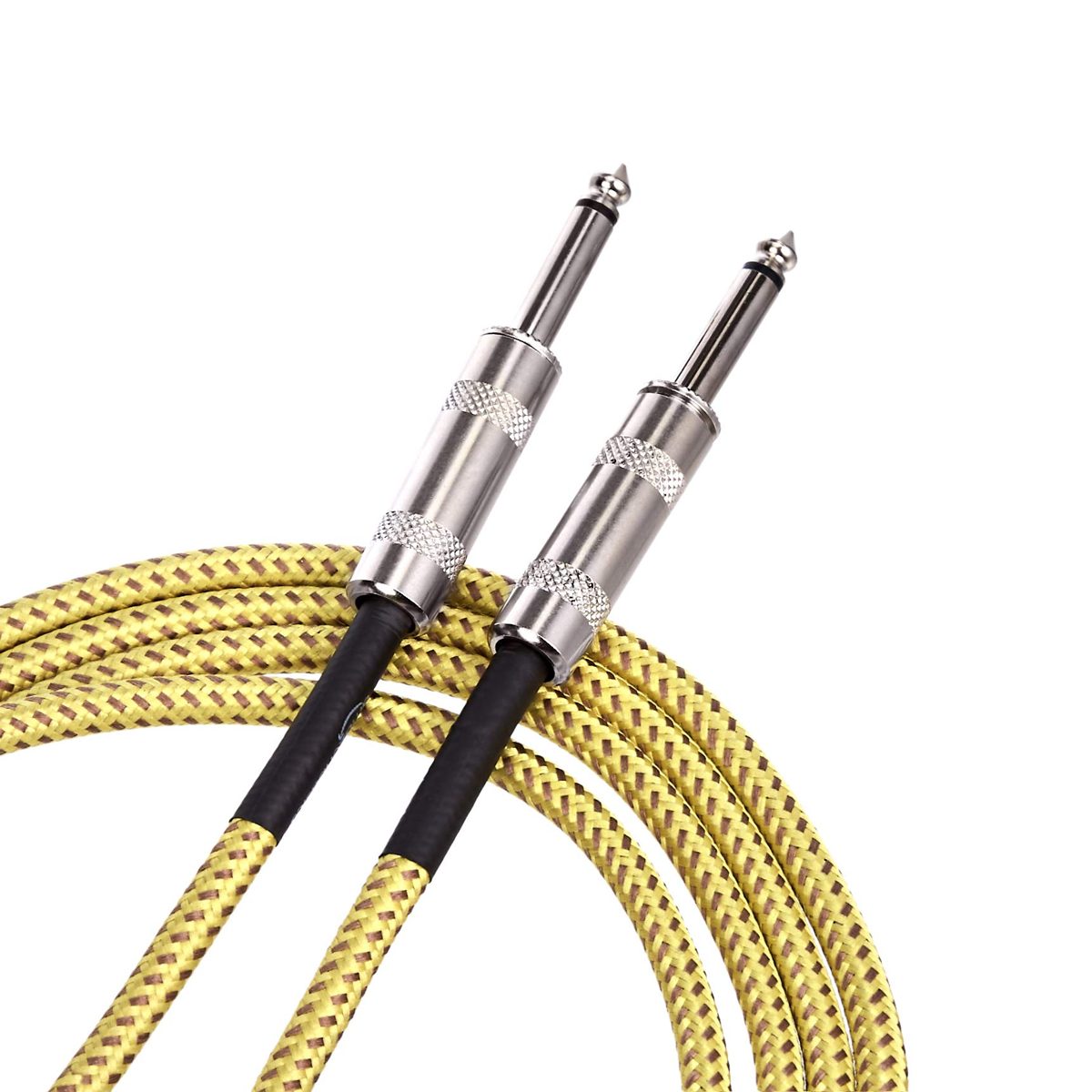 Amazonbasics 1/4 Inch Guitar Instrument Cable - Straight to Straight, Yellow and Brown, Tweed Cloth Jacket