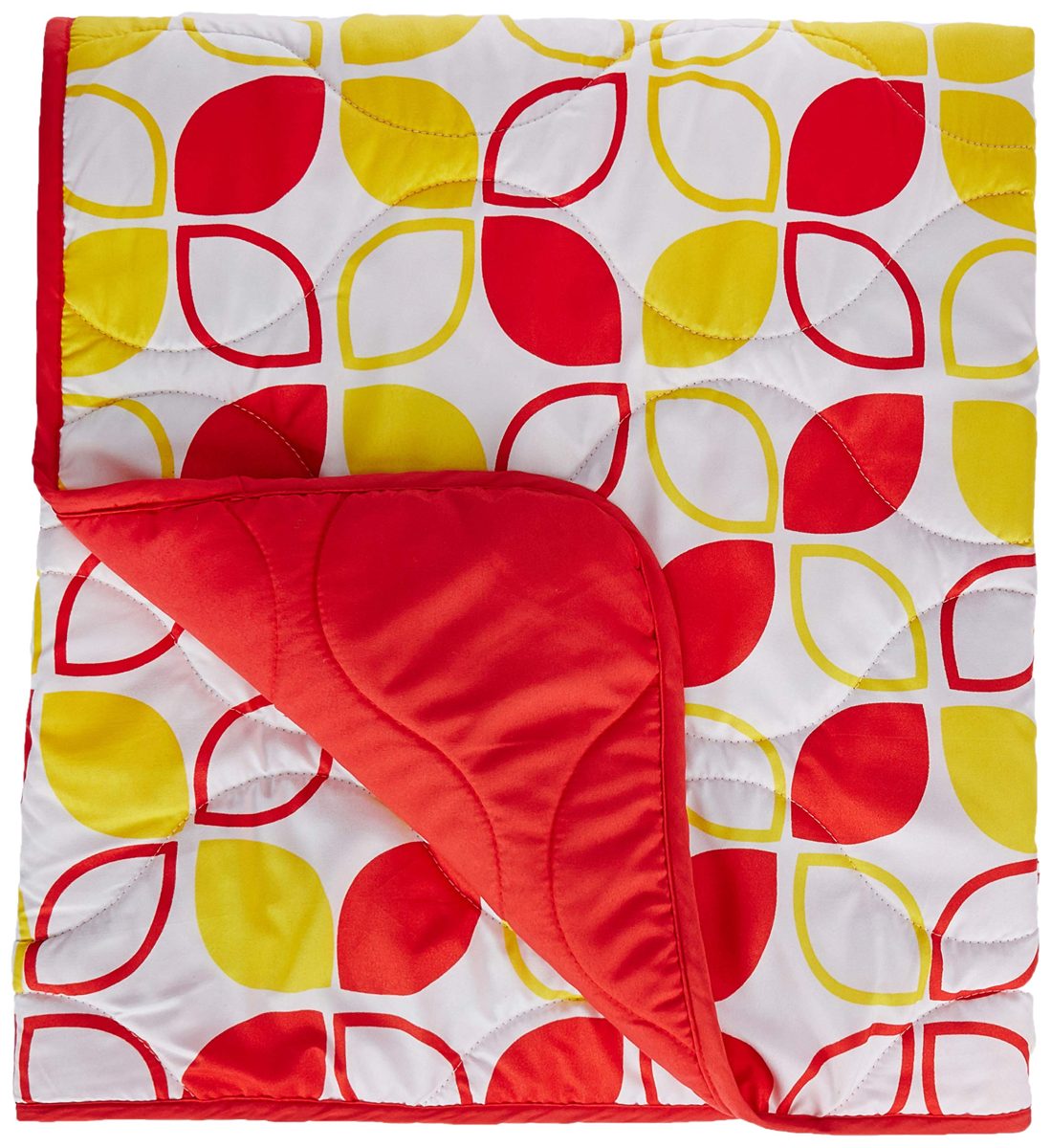 Amazon Brand - Solimo Arendale Microfibre Printed Quilt Blanket, Double, 120 GSM, Yellow and Red