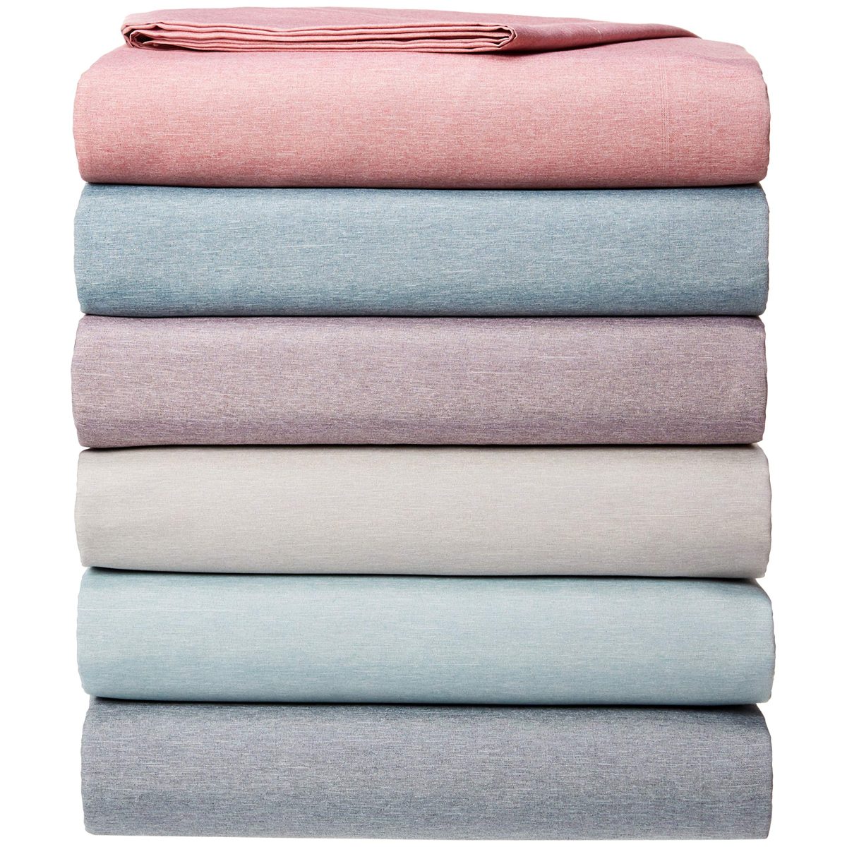 AmazonBasics Chambray Flat Sheet, 240 x 320 + 10 cm - Soft Grey