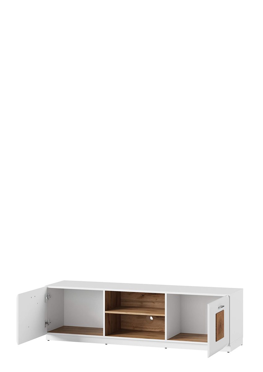 Amazon Brand - Movian TV Unit with Storage, 40 x 154cm, Oak/Timber/High Gloss White