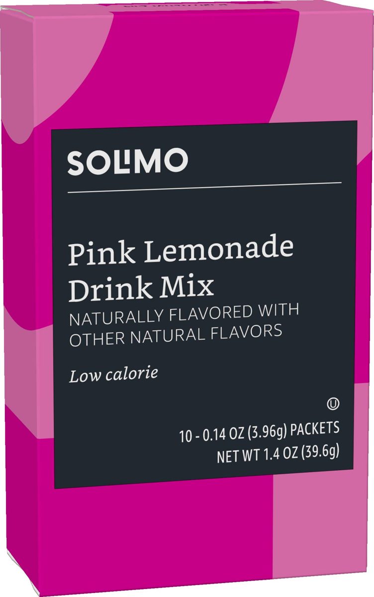 Amazon Brand - Solimo Pink Lemonade Drink Mix Singles (10 packets)