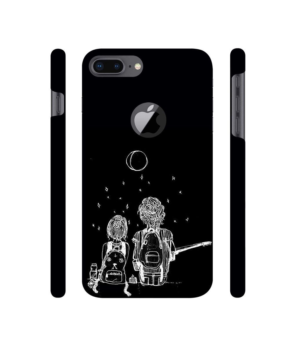 Amazon Brand - Solimo Designer Couples Sitting at Dark 3D Printed Hard Back Case Mobile Cover for Apple iPhone 8 Plus (with Logo Cut)