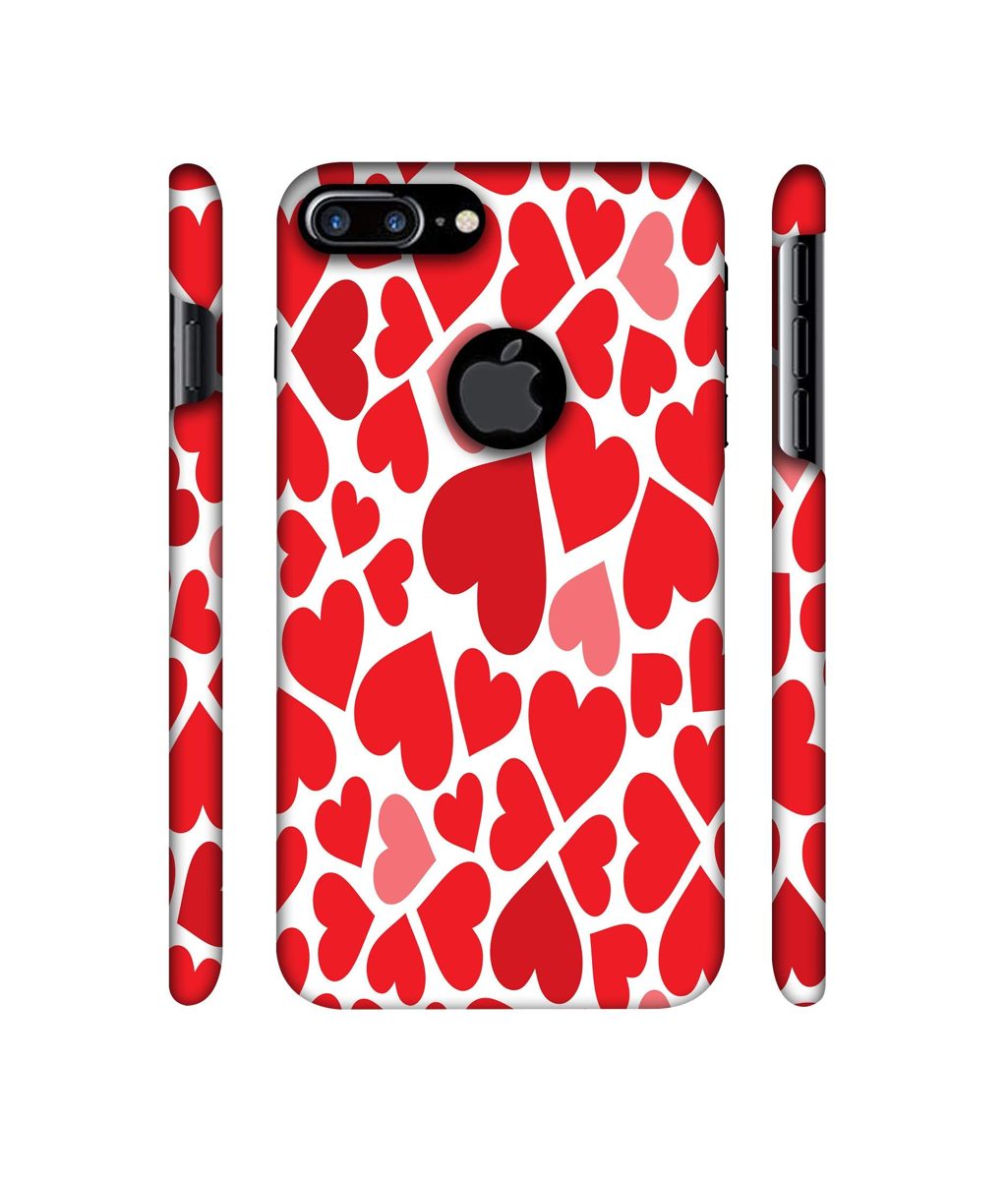 Amazon Brand - Solimo Designer Heart Pattern 3D Printed Hard Back Case Mobile Cover for Apple iPhone 7 Plus (Logo Cut)