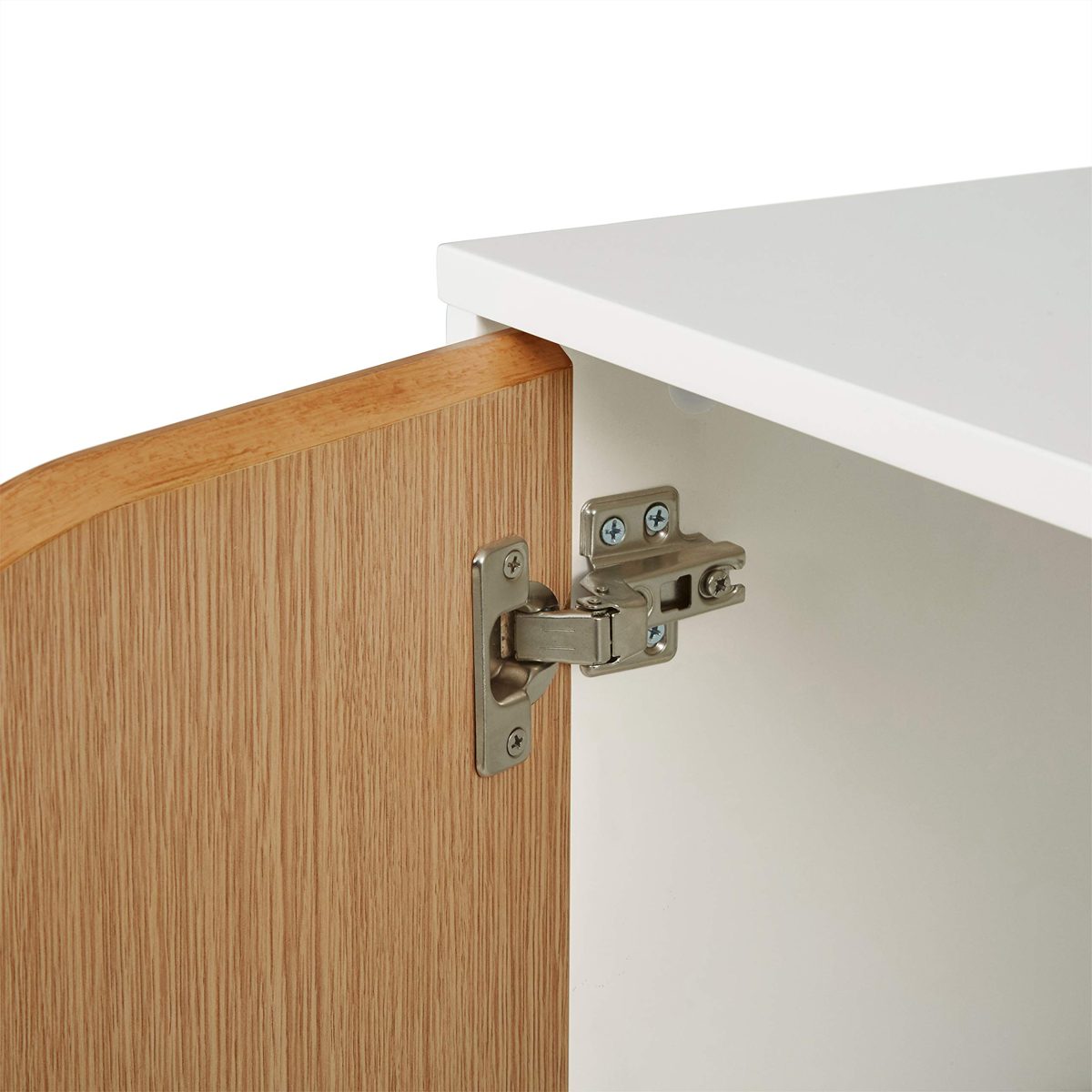 Amazon Brand – Rivet Campbell Mid-Century Media Console with Tapered Legs, 47"W, Dark Wood and White