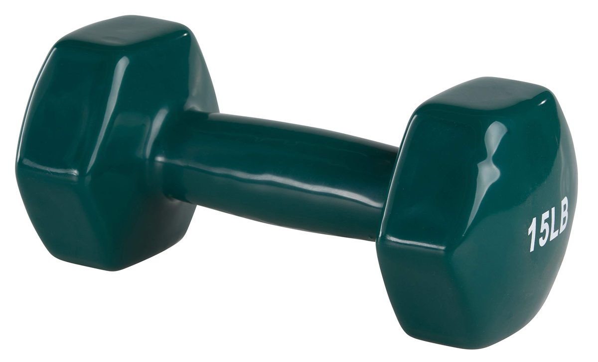 Amazon Basic Vinyl Dumbbells, 14.9 lbs (6.8 kg), Set of 2, Teal