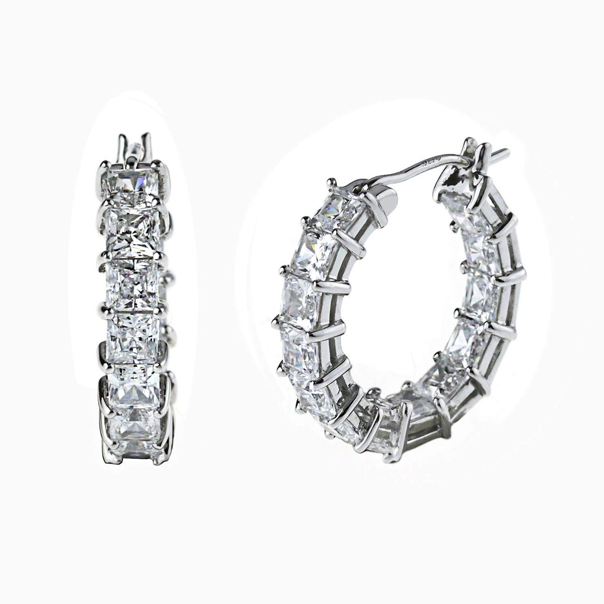 [Find] Amazon Collection Rhodium Plated Sterling Silver Clear Princess kattokyu-bikkuzirukoniaenahutexihu-pupiasu Binaural Headset for Hoop Earrings jee00109 _ 121cl00qd00