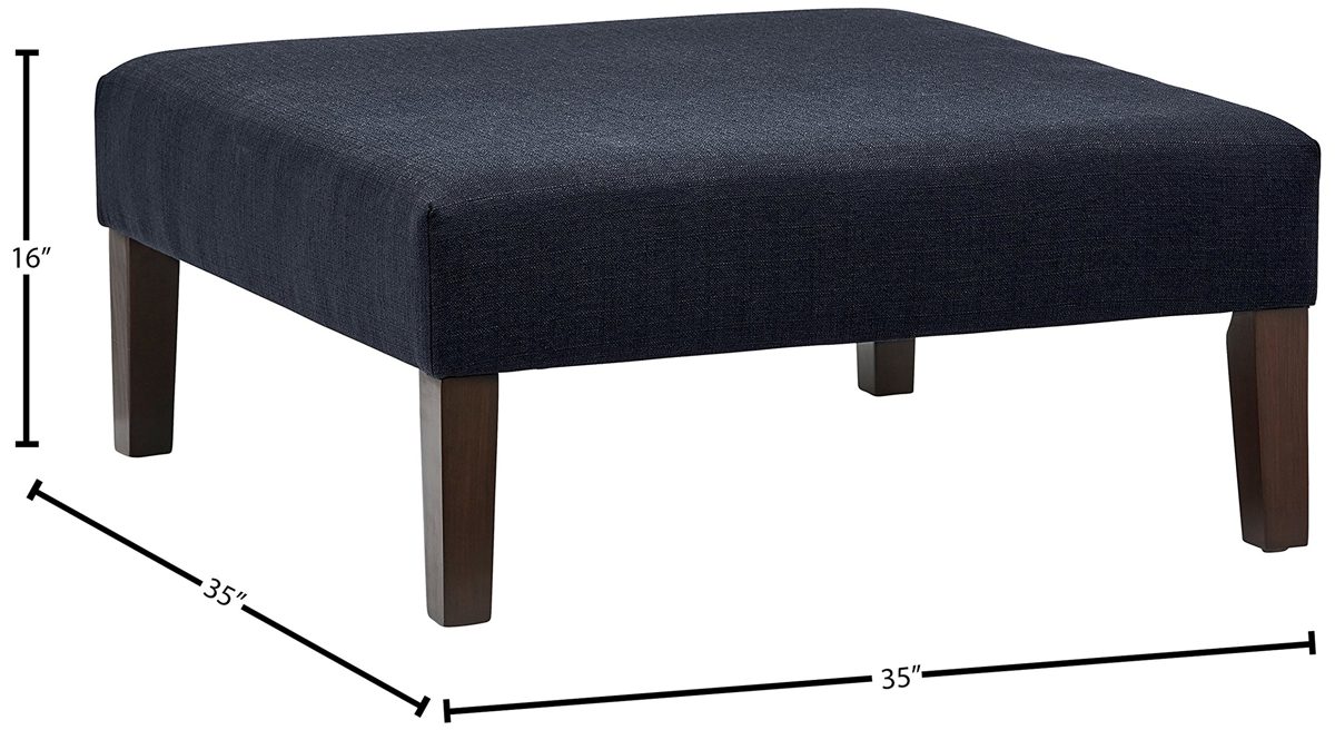 Amazon Brand – Stone & Beam Benton Square Ottoman, 35"W, Midnight