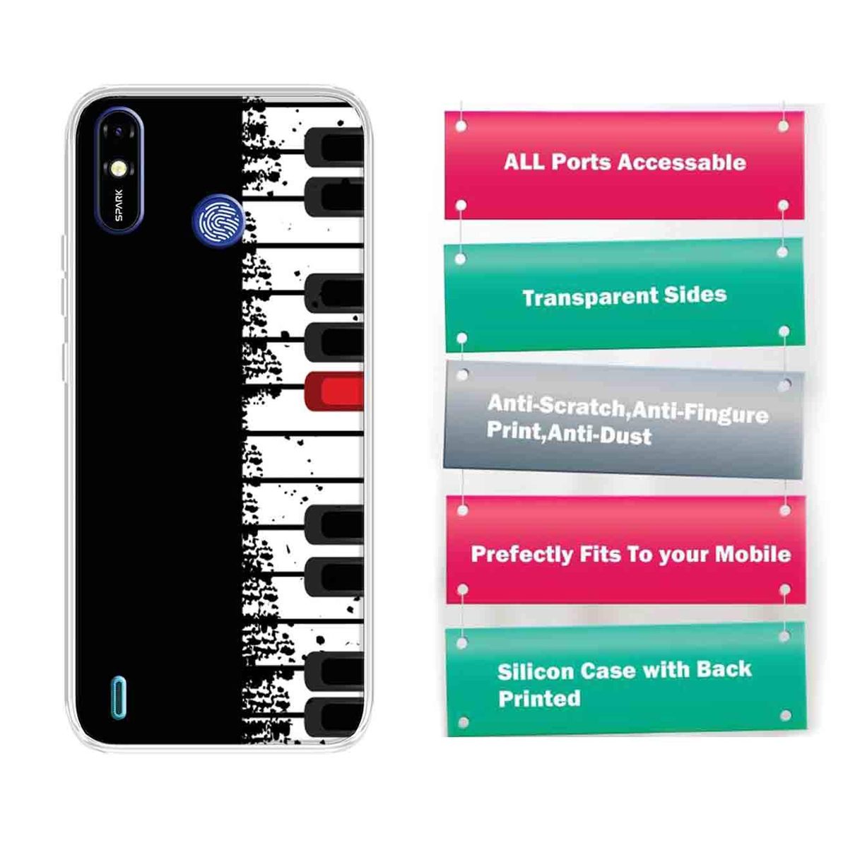 Amazon Brand - Solimo Designer Multicolor Music Printed Soft Back Case Mobile Cover for Tecno Spark Go Plus
